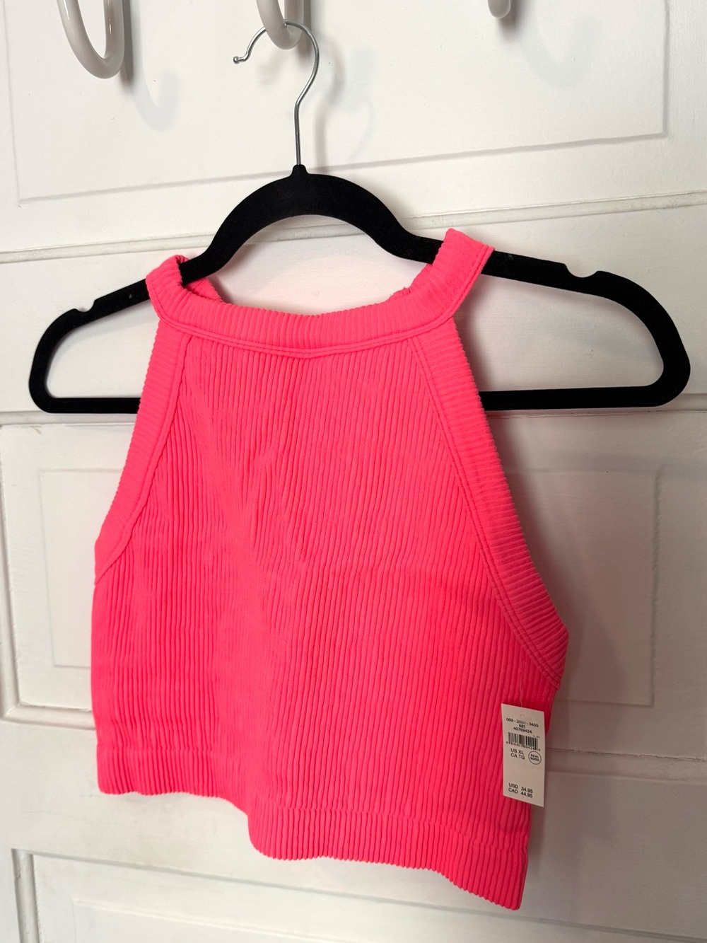 NWT Aerie Superchill Seamless High Neck Bra Top, Tropadelic Pink, size XL